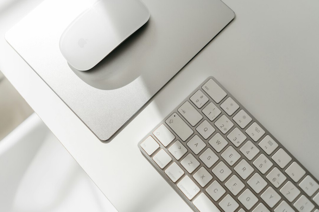 Ergonomic desk setup with monitor and keyboard
