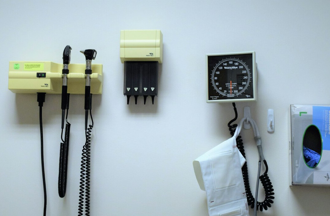 Stethoscope and medical equipment on a table